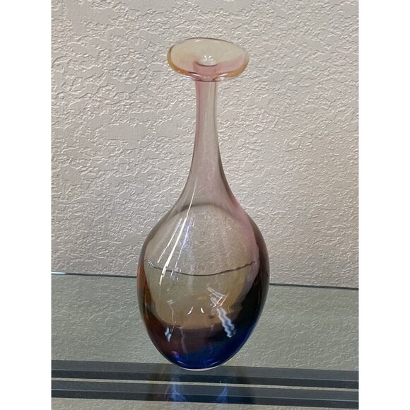 Kosta Boda Kjell Engman 11 1/2" Fidji Rainbow Art Glass Bottle Vase 48838 - Picture 3 of 16